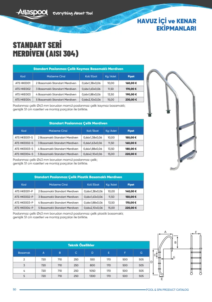 Havuz İçi ve Kenar Ekipmanları Atlaspool katalog görseli